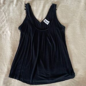 Black Low Neck Tank Top with Wing Detail on Back - Size S